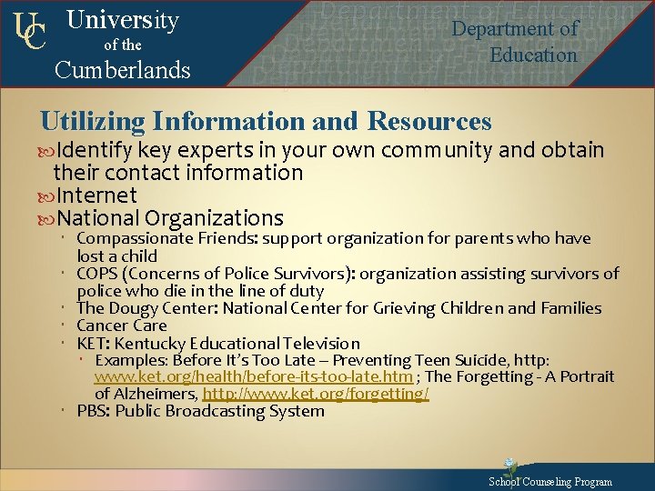 UC University of the Cumberlands Departmentof of. Education Department of Education Departmentofof. Education Departmentof