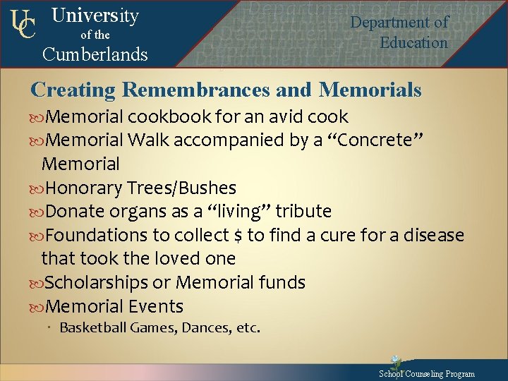 UC University of the Cumberlands Departmentof of. Education Department of Education Departmentofof. Education Departmentof