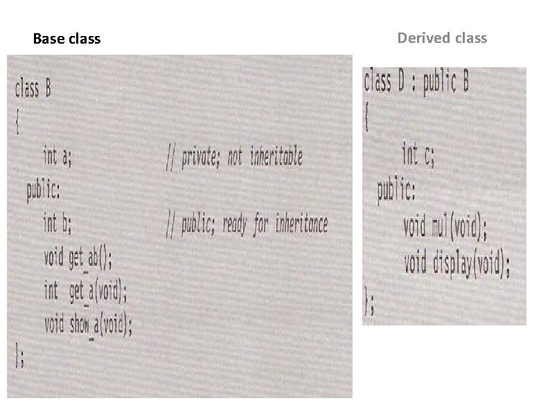 Base class Derived class 