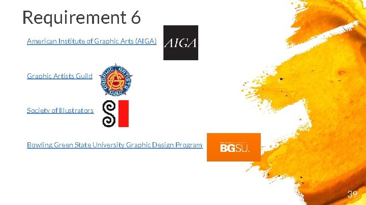 Requirement 6 American Institute of Graphic Arts (AIGA) Graphic Artists Guild Society of Illustrators