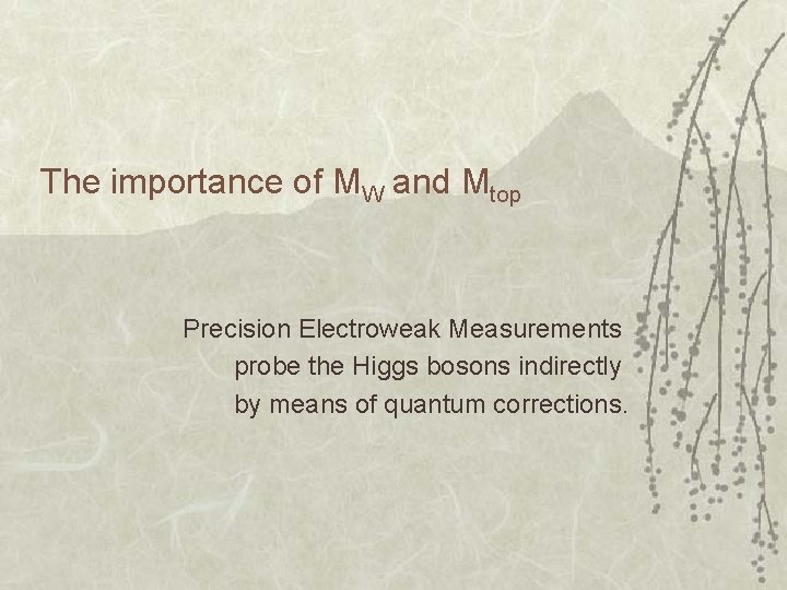 The importance of MW and Mtop Precision Electroweak Measurements probe the Higgs bosons indirectly