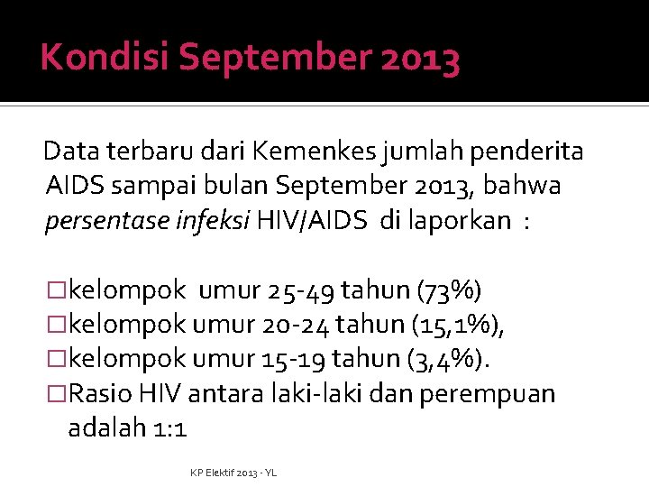 Kondisi September 2013 Data terbaru dari Kemenkes jumlah penderita AIDS sampai bulan September 2013,