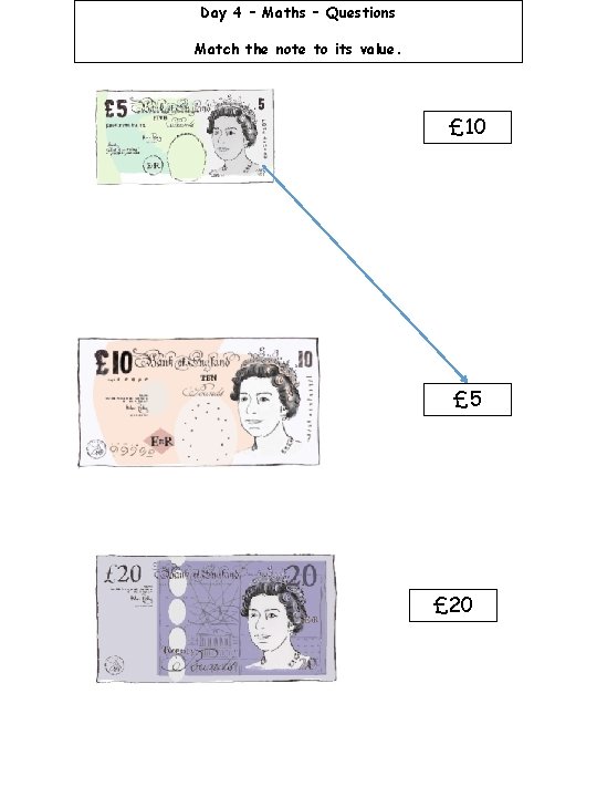 Day 4 – Maths – Questions Match the note to its value. £ 10