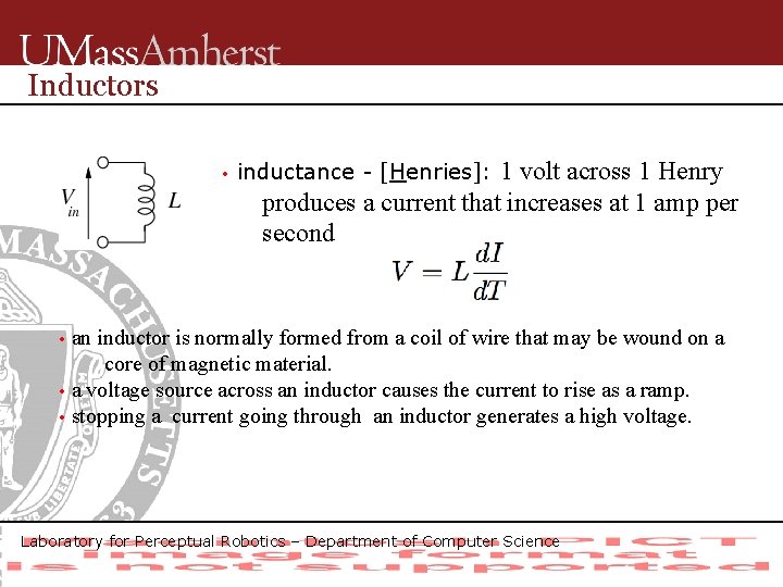 Inductors • 1 volt across 1 Henry produces a current that increases at 1