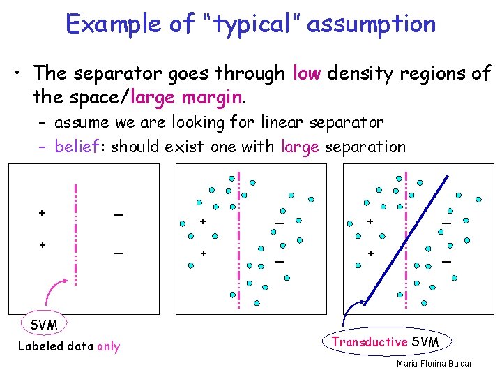 Example of “typical” assumption • The separator goes through low density regions of the