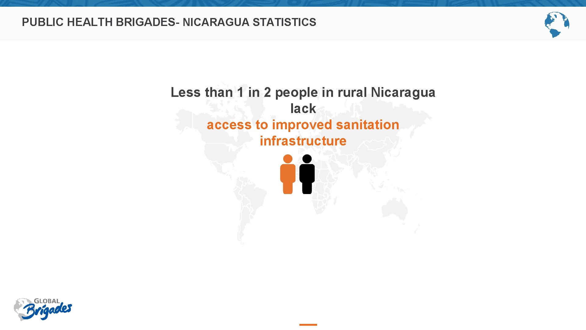 PUBLIC HEALTH BRIGADES- NICARAGUA STATISTICS Less than 1 in 2 people in rural Nicaragua