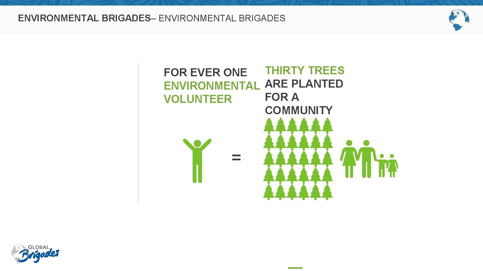 ENVIRONMENTAL BRIGADES– ENVIRONMENTAL BRIGADES THIRTY TREES FOR EVER ONE ENVIRONMENTAL ARE PLANTED FOR A