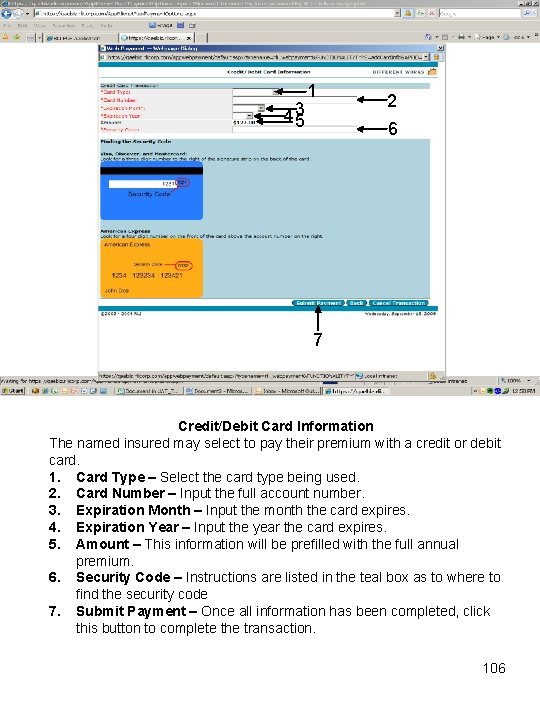 43 5 1 2 6 7 Credit/Debit Card Information The named insured may select