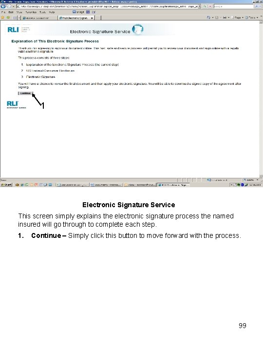 1 Electronic Signature Service This screen simply explains the electronic signature process the named