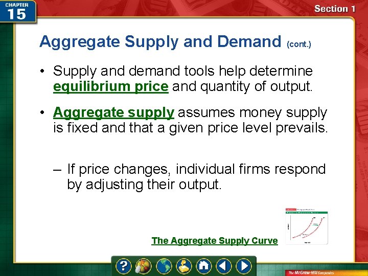 Aggregate Supply and Demand (cont. ) • Supply and demand tools help determine equilibrium