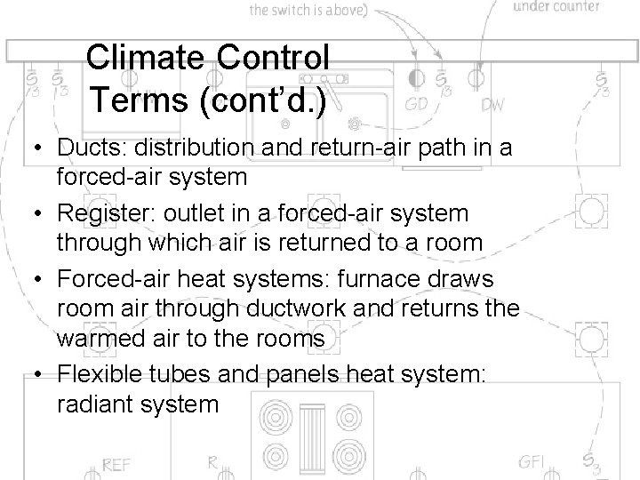 Climate Control Terms (cont’d. ) • Ducts: distribution and return-air path in a forced-air