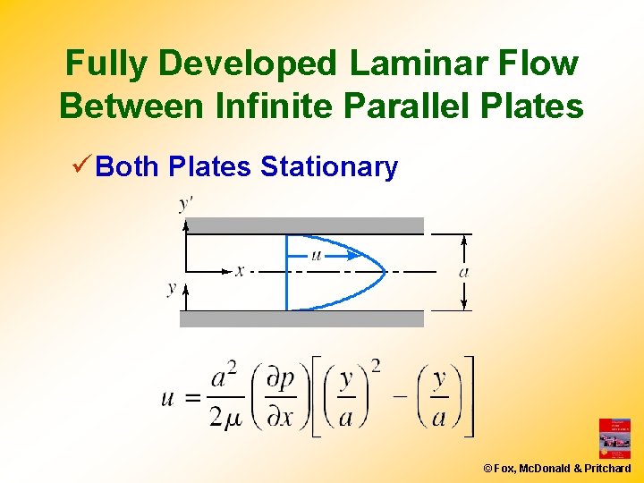 Fully Developed Laminar Flow Between Infinite Parallel Plates ü Both Plates Stationary © Fox,