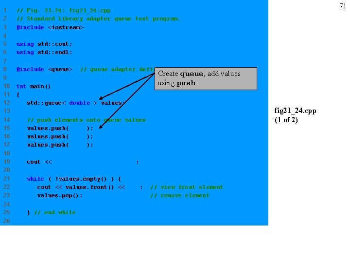 1 2 3 // Fig. 21. 24: fig 21_24. cpp // Standard library adapter