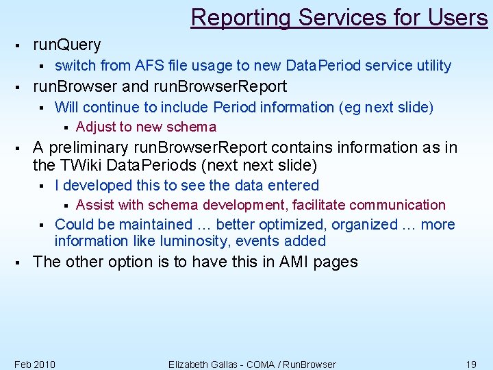 Reporting Services for Users § run. Query § § run. Browser and run. Browser.