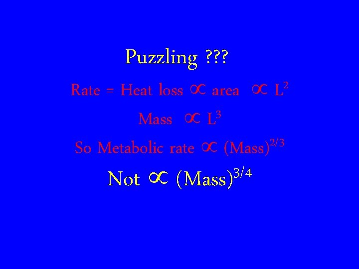 Puzzling ? ? ? Rate = Heat loss area L 2 3 Mass L