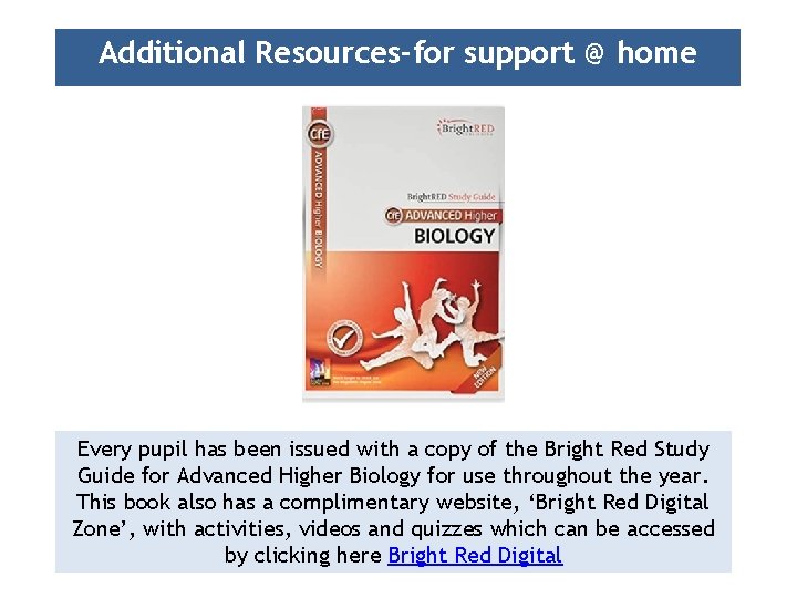 Additional Resources-for support @ home Every pupil has been issued with a copy of