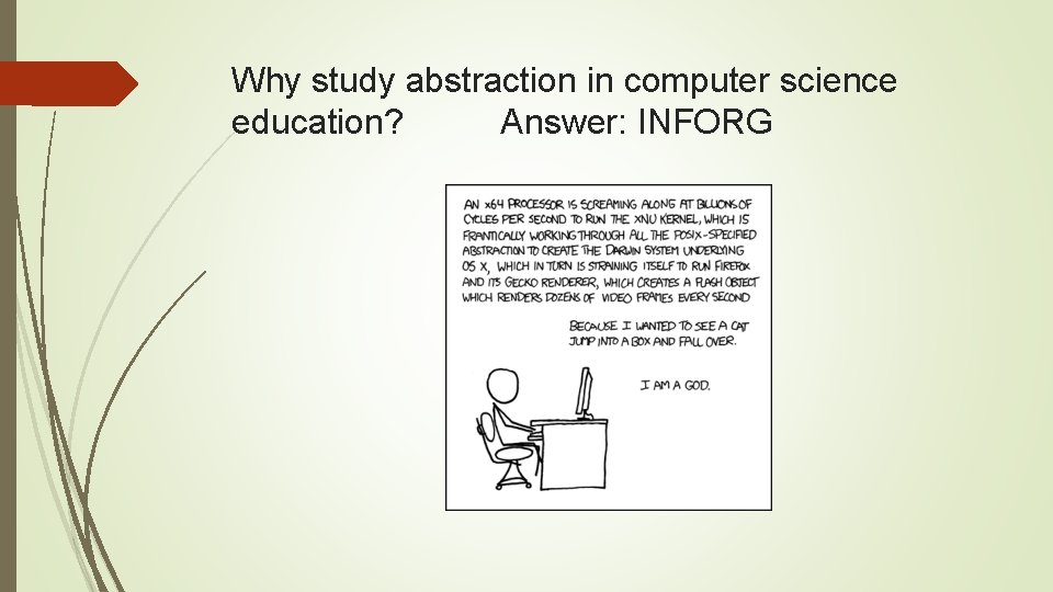 Why study abstraction in computer science education? Answer: INFORG 