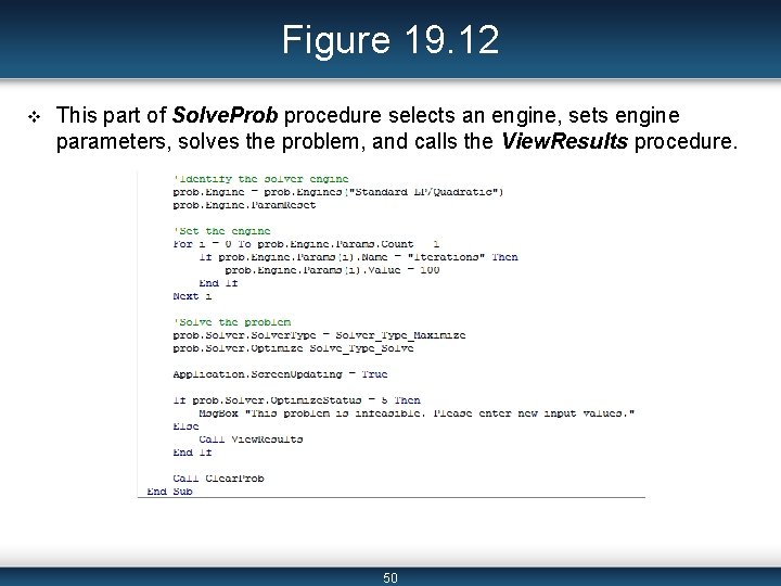 Figure 19. 12 v This part of Solve. Prob procedure selects an engine, sets