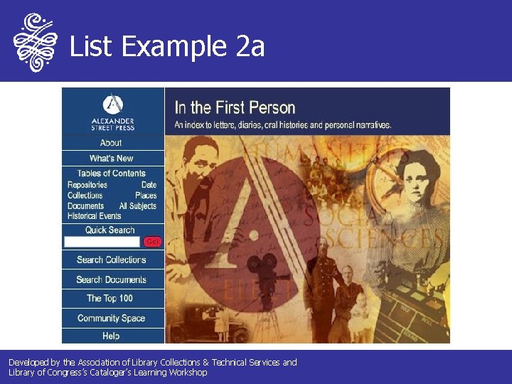 List Example 2 a Developed by the Association of Library Collections & Technical Services List Example 2 a Developed by the Association of Library Collections & Technical Services