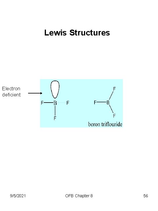 Lewis Structures Electron deficient 9/5/2021 OFB Chapter 8 56 