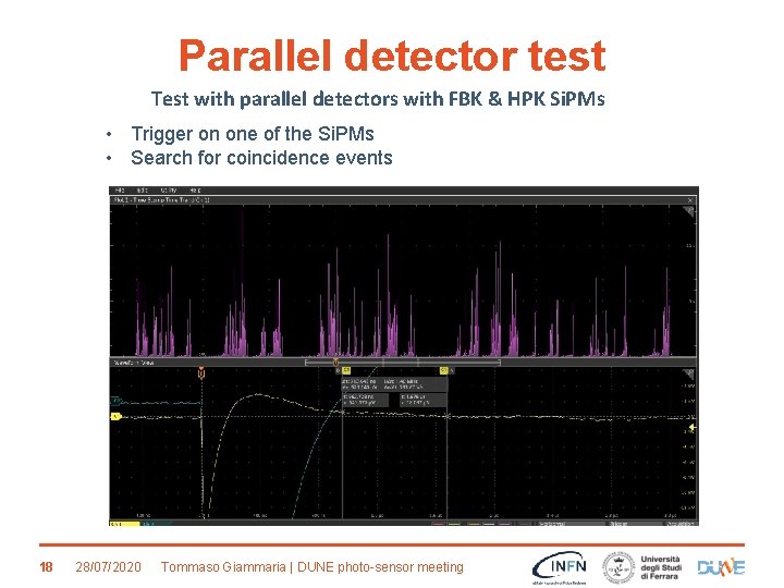Parallel detector test Test with parallel detectors with FBK & HPK Si. PMs •