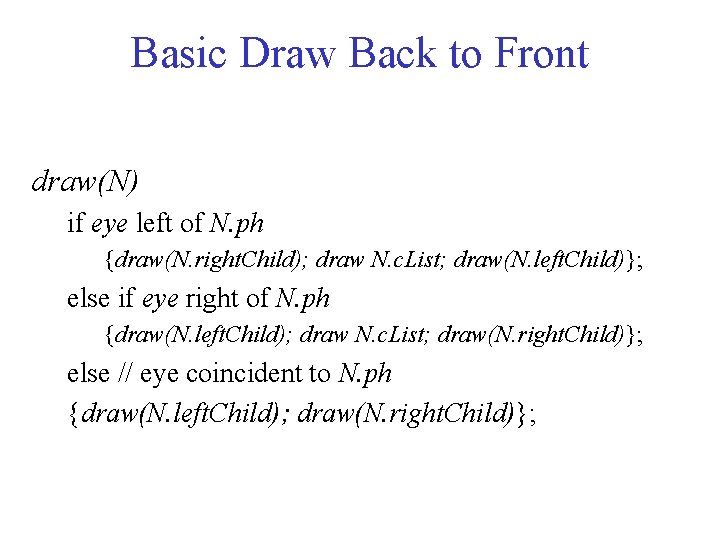 Basic Draw Back to Front draw(N) if eye left of N. ph {draw(N. right.