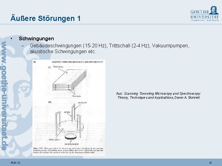 Äußere Störungen 1 • Schwingungen - Gebäudeschwingungen (15 -20 Hz), Trittschall (2 -4 Hz),