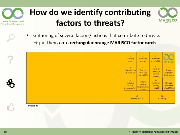 How do we identify contributing factors to threats? • Gathering of several factors/ actions