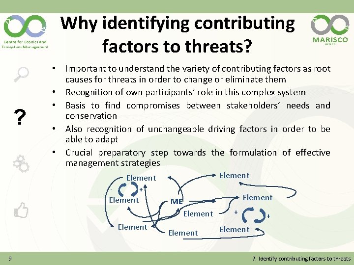 Why identifying contributing factors to threats? ? • Important to understand the variety of
