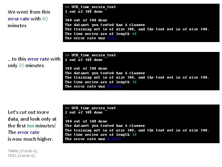 We went from this error rate with 60 minutes . . to this error