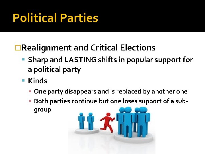 Political Parties �Realignment and Critical Elections Sharp and LASTING shifts in popular support for