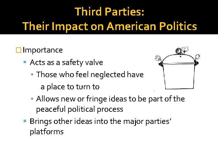 Third Parties: Their Impact on American Politics � Importance Acts as a safety valve
