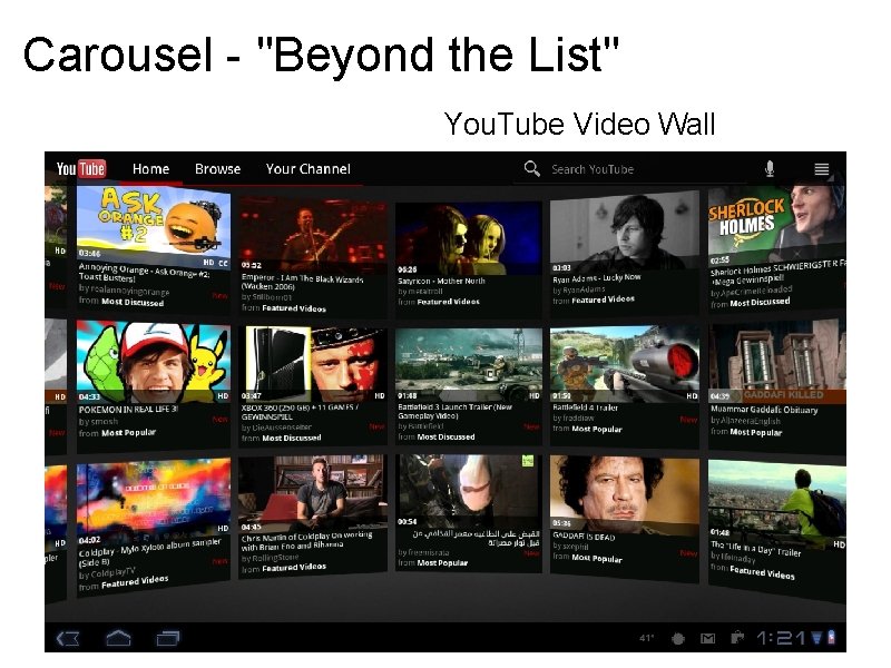 Carousel - "Beyond the List" You. Tube Video Wall Carousel - "Beyond the List" You. Tube Video Wall