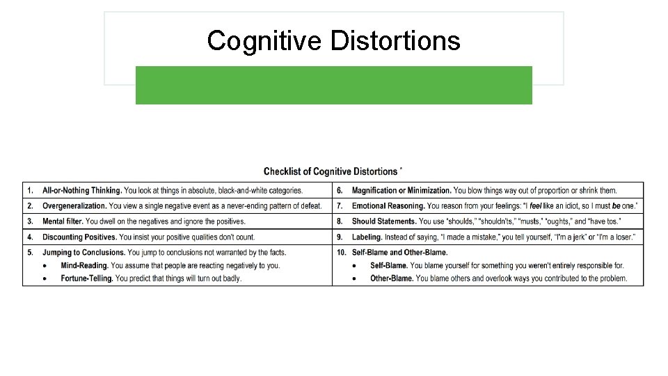 Cognitive Distortions 