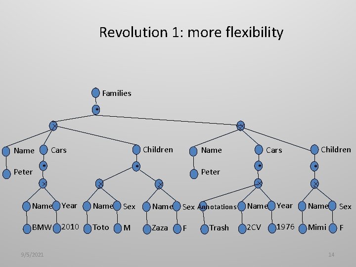 Revolution 1: more flexibility Families * Peter Children Cars Name * * Name Year