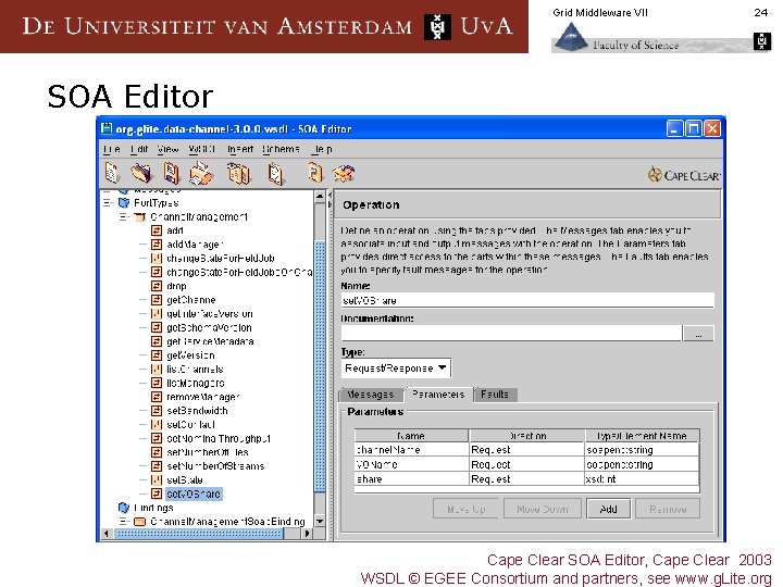 Grid Middleware VII 24 SOA Editor Cape Clear SOA Editor, Cape Clear 2003 WSDL