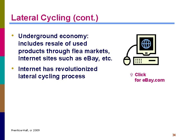Lateral Cycling (cont. ) • Underground economy: includes resale of used products through flea
