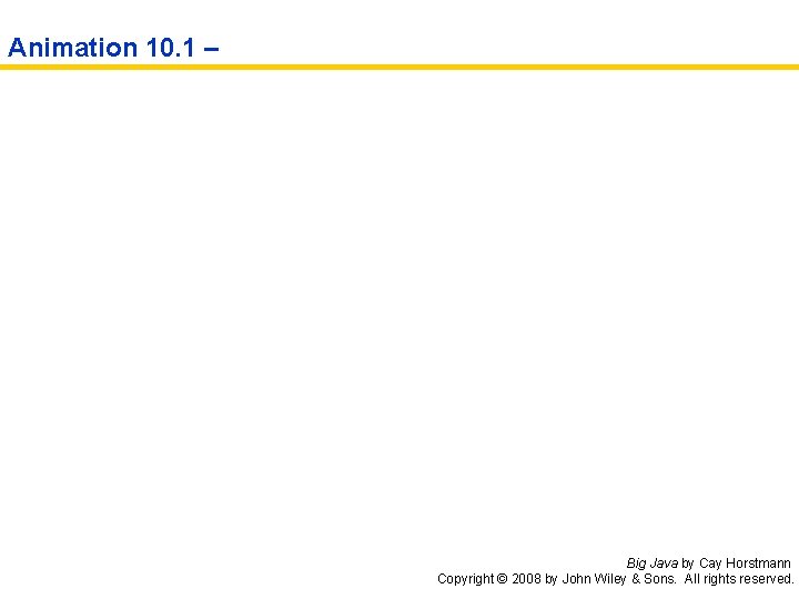 Animation 10. 1 – Big Java by Cay Horstmann Copyright © 2008 by John