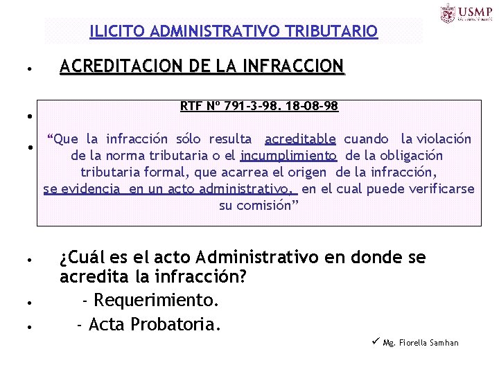 ILICITO ADMINISTRATIVO TRIBUTARIO • • • ACREDITACION DE LA INFRACCION RTF Nº 791 -3