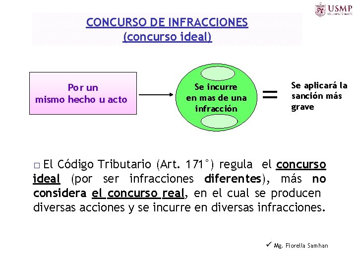 CONCURSO DE INFRACCIONES (concurso ideal) Por un mismo hecho u acto Se incurre en