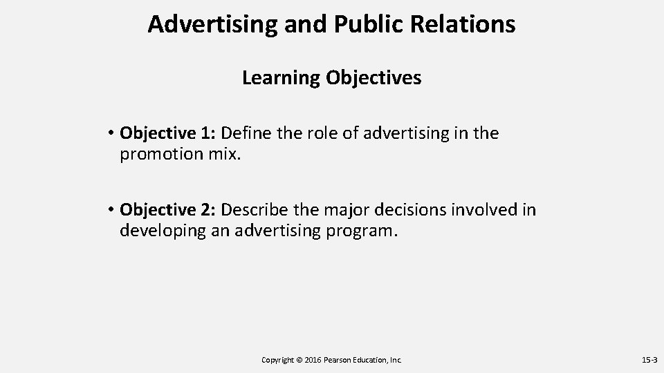 Advertising and Public Relations Learning Objectives • Objective 1: Define the role of advertising