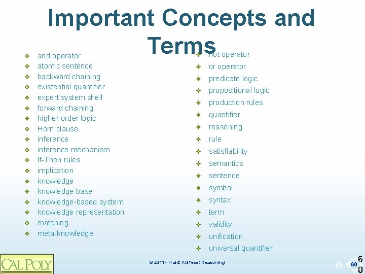 v v v v v Important Concepts and Terms and operator atomic sentence backward