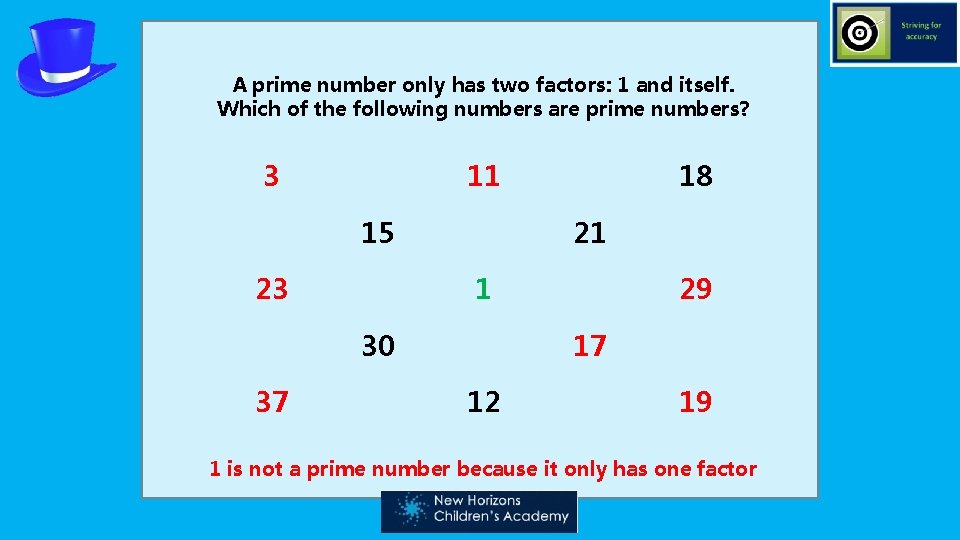 A prime number only has two factors: 1 and itself. Which of the following