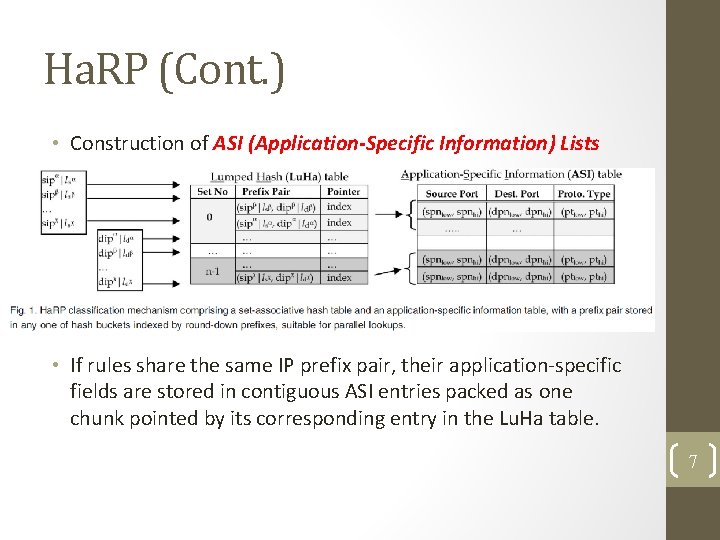 Ha. RP (Cont. ) • Construction of ASI (Application-Specific Information) Lists • If rules