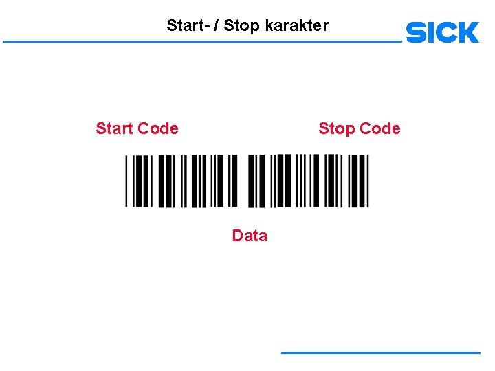 Start- / Stop karakter Start Code Stop Code Data 