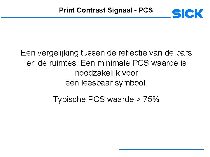 Print Contrast Signaal - PCS Een vergelijking tussen de reflectie van de bars en