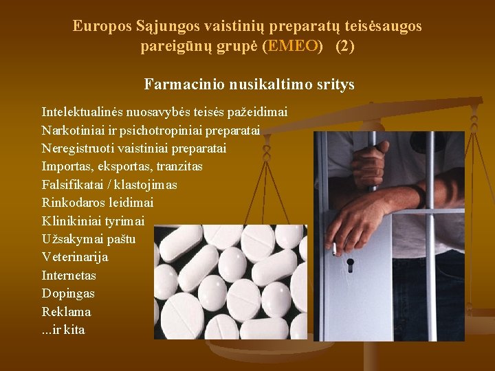 Europos Sąjungos vaistinių preparatų teisėsaugos pareigūnų grupė (EMEO) (2) Farmacinio nusikaltimo sritys Intelektualinės nuosavybės