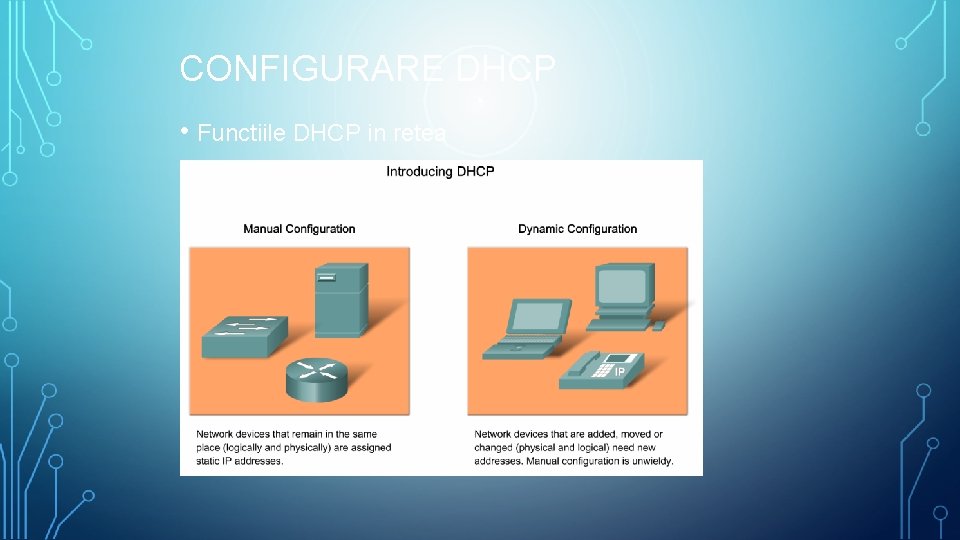 CONFIGURARE DHCP • Functiile DHCP in retea 