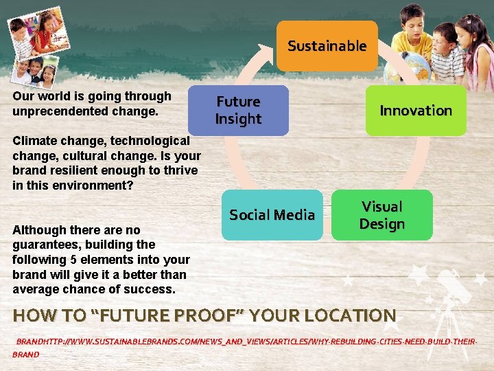Sustainable Our world is going through unprecendented change. Future Insight Innovation Climate change, technological