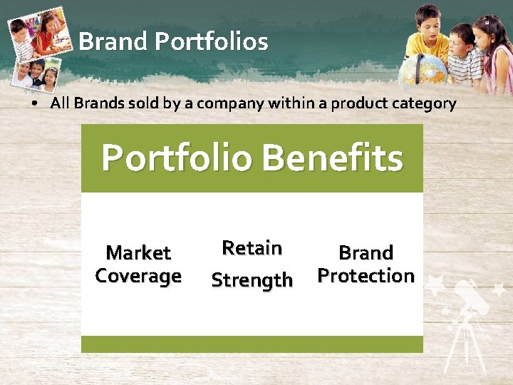 Brand Portfolios • All Brands sold by a company within a product category Portfolio